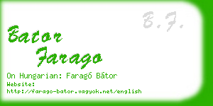 bator farago business card